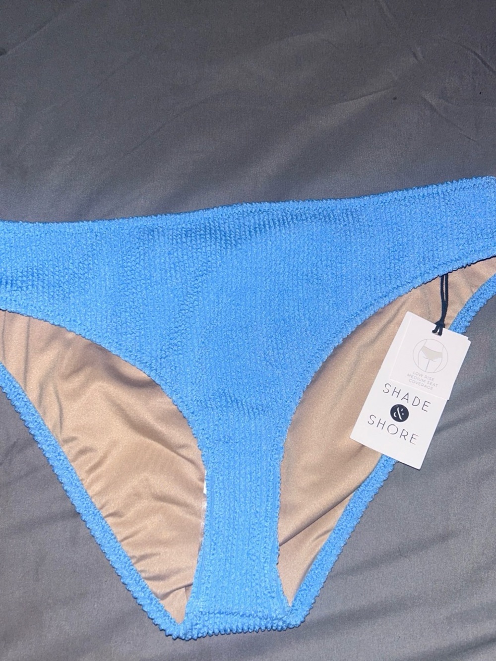 Shade & Shore Bright Blue Textured Bikini Bottoms